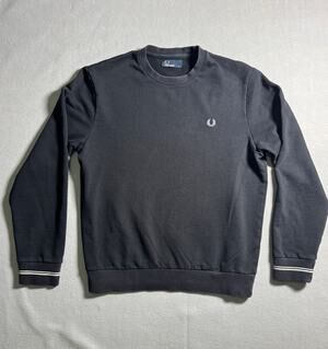 Fred Perry Black Tipped Crew Neck Sweatshirt Size Medium